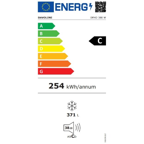 ΚΑΤΑΨΥΚΤΗΣ ΜΠΑΟΥΛΟ DAVOLINE DFHD 380 W (400LT / E / ΛΕΥΚΟ / DUAL / ΓΥΑΛΙΝΑ ΠΟΡΤΑΚΙΑ)